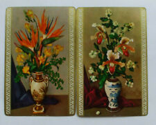 2 cartas de baralho vintage individuais buquês de flores exóticas par de vasos orientais, usado comprar usado  Enviando para Brazil