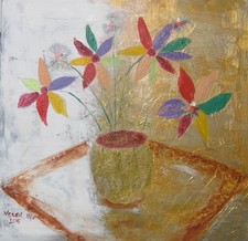 Vaso de flores acrílico sobre tela 80X80 comprar usado  Enviando para Brazil