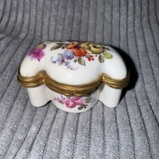 Antiga caixa de bugigangas de porcelana francesa floral pintada à mão comprar usado  Enviando para Brazil