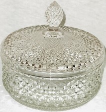  Westmoreland CRISTAL INGLÊS HOBNAIL*6" CAIXA REDONDA PUFF COM CAPA*EH180 comprar usado  Enviando para Brazil