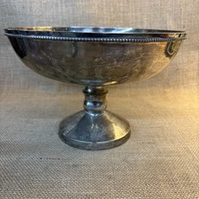 Tigela de frutas vintage cerâmica celeiro metal prata pedestal pés comprar usado  Enviando para Brazil