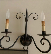 ARANDELA DE PAREDE DE FERRO FORJADO PARA JANTAR, ESTAR, COZINHA, CORREDOR 2 LUZES 16" ALTURA comprar usado  Enviando para Brazil