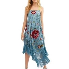 Vestido maxi bordado floral Free People boho crochê franja azul XS comprar usado Vestido maxi bordado floral Free People boho crochê franja azul XS comprar usado  Enviando para Brazil