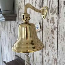 Sino de navio de latão brilhante 5" com cordão de corda ~ ~Decoração de barco de parede marítima náutica comprar usado  Enviando para Brazil
