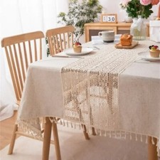 Toalha de mesa rústica retangular emenda oca borla toalha de mesa decoração de quarto comprar usado  Enviando para Brazil