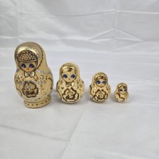 Bonecas russas vintage de madeira pintadas à mão flores 4 bonecas douradas comprar usado  Enviando para Brazil