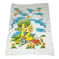 Cobertor térmico de malha vintage Sesame Street Muppets Big Little Bird acabamento acetinado comprar usado  Enviando para Brazil