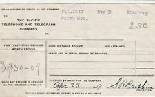 EE. UU. The Pacific Telephone and Telegraph Company 1909 recibo final mes 42825 segunda mano  Embacar hacia Mexico