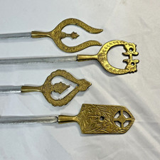 Conjunto Vintage de 4 Espetos Turcos Shish Kabob Churrasqueira Bronze 14" Espeto comprar usado  Enviando para Brazil
