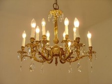 Usado, LUSTRE ANTIGO VINTAGE LATÃO CRISTAL 12 LUMINÁRIAS Ø 25" LUMINÁRIAS comprar usado  Enviando para Brazil