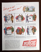 1947 NORGE Magazine AD~REFRIGERADOR~Gama a Gás e Elétrico~AQUECEDOR~Freezer~LAVADORA comprar usado  Enviando para Brazil