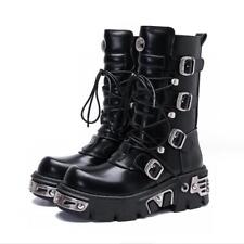 Novas Botas de Rock Unissex Metálico Couro Preto Plataforma Botas Góticas Reino Unido comprar usado  Enviando para Brazil