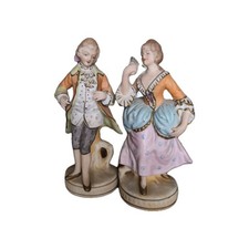 Estatuetas de porcelana vintage Maruri Japão bisque – casal rococó 12"" homem e senhora comprar usado  Enviando para Brazil