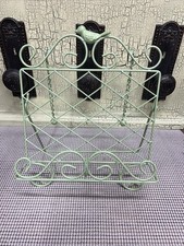 Green Shabby Chic Table Top Metal Wrought Iron Cookbook Stand Easel W/ Bird 11X9, usado comprar usado  Enviando para Brazil