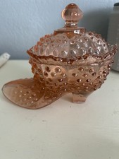 Vintage Hobnail Pink Boot/Shoe Candy Dish with Lid comprar usado  Enviando para Brazil