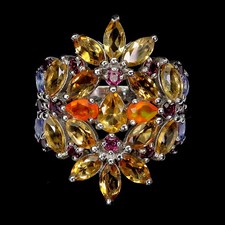 Anel de prata esterlina 925 pera citrino laranja opala tanzanita joia de pedra preciosa 8,5, usado comprar usado  Enviando para Brazil