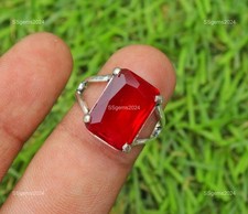 Joia anel julho banda promessa elegante pedra rubi octógono prata 925 EUA 8 comprar usado  Enviando para Brazil