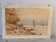 Ancienne peinture aquarelle d'occasion  Équeurdreville-Hainneville