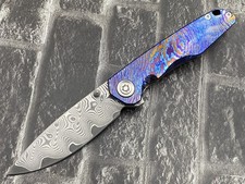 Faca dobrável SixLeaf SL-83-Damascus-TIdama lâmina de damasco cabo TiDamascus EDC, usado comprar usado  Enviando para Brazil