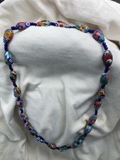 Colar de contas vintage veneziano Murano Millefiori vidro multicolorido 36 polegadas comprar usado  Enviando para Brazil