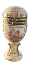 Vintage Japão Em Forma de Ovo Querubim Cupido Porcelana Pedestal Articulado Caixa de Bugigangas comprar usado  Enviando para Brazil