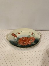 Prato de bolo vintage de porcelana pintado à mão 10,5 pol. com alças assinado M.Raschalle. comprar usado  Enviando para Brazil