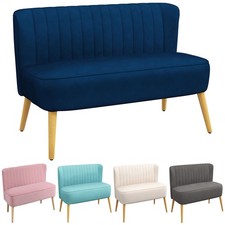 2-osobowa sofa dwuosobowa, loveseaat o lnianym wyglądzie, podwójna sofa z drewnianymi nogami, używany na sprzedaż  Wysyłka do Poland