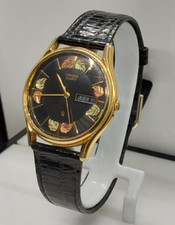 Usado, Antigo Relógio Masculino CITIZEN 34mm QQ Dia/Data Folha de Ouro Mostrador Preto - 6100-S20269 comprar usado  Enviando para Brazil