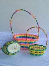 Cestas de Páscoa ilimitadas da década de 1970 MCM 1 grande 2 pequenas de plástico amarrado vintage comprar usado  Enviando para Brazil