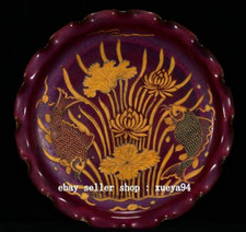 Prato de prato bandeja de peixe flor de lótus dourada porcelana 11,8" Old Song Dynasty Jun Kiln comprar usado  Enviando para Brazil