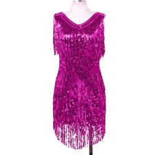 Women's Lantejoula Latino-Salsa Tango Rumba Cha Cha Dança De Salão Vestido Saia Borla comprar usado  Enviando para Brazil
