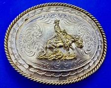 Fivela de cinto cavalo cavalo cowboy flor arame farpado Montana ourives P comprar usado  Enviando para Brazil