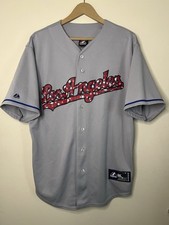 Camiseta de beisebol listrada estrelas 4 de julho rara Majestic Los Angeles Dodgers G comprar usado  Enviando para Brazil