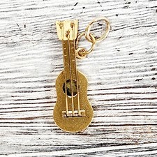 Berloque de guitarra vintage ouro amarelo 18K instrumento luxo 3D bonito comprar usado  Enviando para Brazil