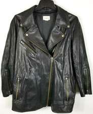 Jaqueta de motocicleta Club Monaco masculina couro preto zíper completo tamanho M, usado comprar usado  Enviando para Brazil