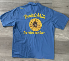 Camisa uniforme bordada abotoada vintage Borden's Milk Delivery Man tamanho M comprar usado  Enviando para Brazil