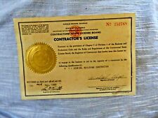 Vintage contractors license for sale  Oakland