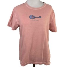 Camiseta Life Is Good rosa manga curta guitarra Let It Flow gráfica tamanho pequeno comprar usado  Enviando para Brazil