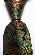 Usado, Nova gravata masculina clássica paisley preta verde ouro vermelho tecido jacquard seda comprar usado  Enviando para Brazil