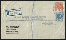 MAURITUS UK 1939 REGISTRADO PORTO LOUIS PARA STRATFORD FRANQUEADO REI GEORGE VI EDIÇÃO comprar usado  Enviando para Brazil