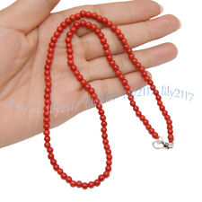 Colar de contas redondas de pedra preciosa de coral vermelho natural genuíno 4 mm 14-48" comprar usado  Enviando para Brazil