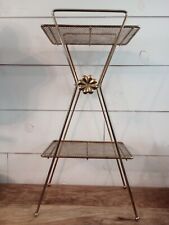 Vintage MCM Dourado Metal Malha Fio Telefone Revista Planta Suporte Bandeja Mesa Rack comprar usado  Enviando para Brazil