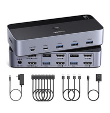 Switch HDMI KVM 2 monitores 2 computadores 4K@60Hz, com 4 portas USB 3.0 comprar usado  Enviando para Brazil