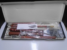 Usado, Brookstone 5 peças conjunto de ferramentas para churrasco com alças de pau-rosa, aço inoxidável novo em folha comprar usado  Enviando para Brazil