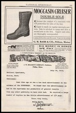 Botas 1912 G. H. Bass Wilton Maine Mocassim Cruiser Sola Dupla Estampa Vintage Anúncio comprar usado  Enviando para Brazil