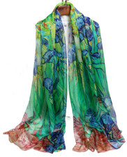 Cachecol feminino 100% seda grande xale envoltório floral azul verde MY206-24 comprar usado  Enviando para Brazil