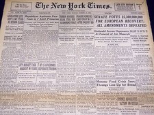 1948 14 de março New York Times - 5,3 bilhões para recuperação europeia - Novo com etiquetas 3364 comprar usado  Enviando para Brazil