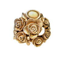 Anel estilo antigo dourado bronze flor rosa-opala-tamanho 10 comprar usado  Enviando para Brazil
