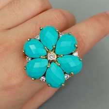 Anel em forma de flor de zircônia cúbica de cristal azul para mulheres presente de amiga de menina comprar usado Anel em forma de flor de zircônia cúbica de cristal azul para mulheres presente de amiga de menina comprar usado  Enviando para Brazil