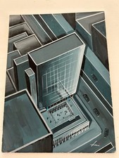 Renderização arquitetônica moderna meados do século, 7 1/2 x 10 polegadas, arte original comprar usado  Enviando para Brazil